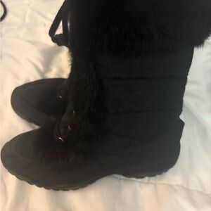 Coach Black Ankle Boots with Fur Trim